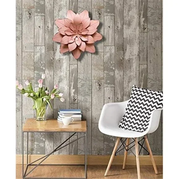 5 Dusty Light Pink Floral Metal Wall Art Decor(11.5x2 inch，1pc) - Picture 3 of 6